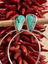 Load image into Gallery viewer, Green Hubei Turquoise Swing Hoops