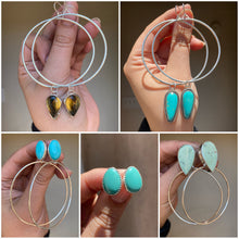 Load image into Gallery viewer, Twist Wire Turquoise Hoops