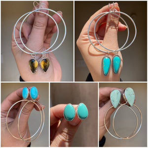 Twist Wire Turquoise Hoops
