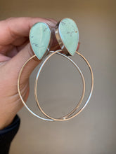 Load image into Gallery viewer, Frog Blossom Variscite Swing Hoops
