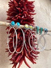 Load image into Gallery viewer, Half Beaded Blue Moon Turquoise Hoops