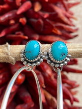 Load image into Gallery viewer, Half Beaded Blue Moon Turquoise Hoops