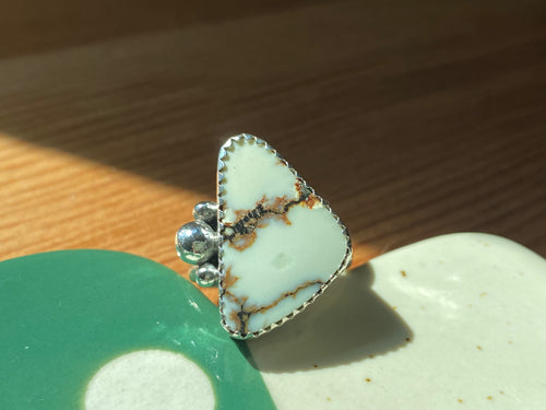 Creamy Aloe Variscite Triangle Ring—Size 5.5