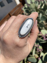 Load image into Gallery viewer, Double Bead Border White Buffalo Ring—Size 7