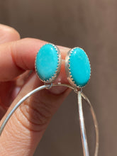 Load image into Gallery viewer, Simple Turquoise Stud Hoops
