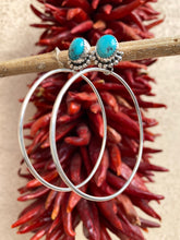 Load image into Gallery viewer, Half Beaded Blue Moon Turquoise Hoops