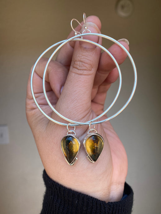 Glowy Mexican Amber Hoops