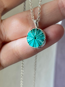 Carved Turquoise Daisy Necklace