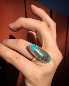Natural Kingman turquoise (with quartz inclusion) ring