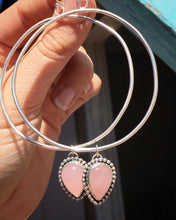 Load image into Gallery viewer, Rose quartz hoop earrings
