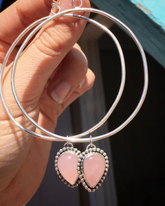 Rose quartz hoop earrings