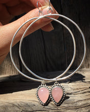 Load image into Gallery viewer, Rose quartz hoop earrings