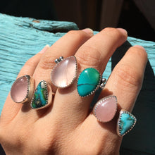 Load image into Gallery viewer, Rose quartz and White Water turquoise double ring - size 7-8