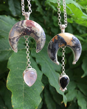 Load image into Gallery viewer, Maligano jasper crescent moon with black onyx statement necklace