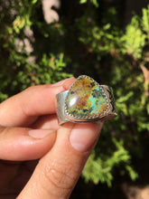 Load image into Gallery viewer, Wide stamped Sky Song turquoise ring - size 12
