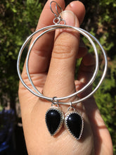 Load image into Gallery viewer, Black onyx hoop earrings