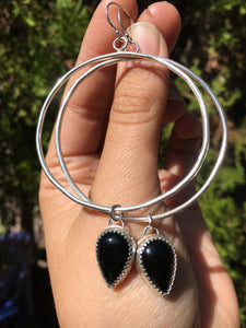 Black onyx hoop earrings