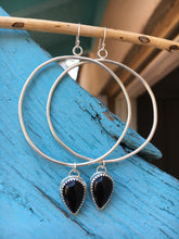 Load image into Gallery viewer, Black onyx hoop earrings