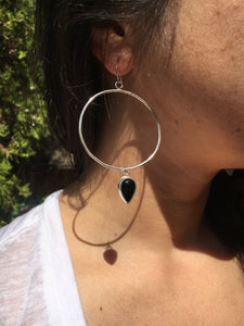Black onyx hoop earrings