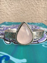 Load image into Gallery viewer, Stamped rose quartz cuff - size S/M