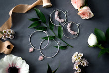 Load image into Gallery viewer, Rose quartz hoop earrings