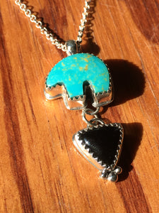 Osito Necklace #1 - Bright blue turquoise with black onyx