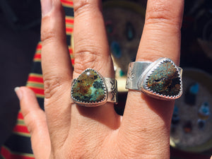 Wide stamped Sky Song turquoise ring - size 12