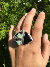 Load image into Gallery viewer, Saguaro variscite and black onyx ring - size 9-10