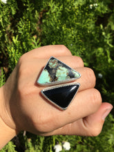 Load image into Gallery viewer, Saguaro variscite and black onyx ring - size 9-10