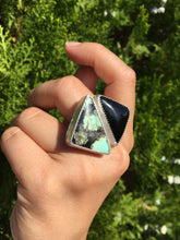 Load image into Gallery viewer, Saguaro variscite and black onyx ring - size 9-10
