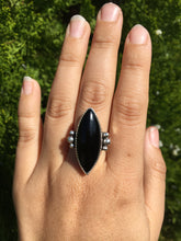 Load image into Gallery viewer, Black onyx ring with silver accent balls - size 8.5/8.75
