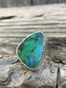 Blue green Hubei turquoise ring - size 5