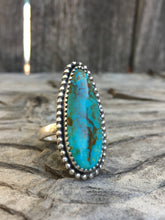 Load image into Gallery viewer, Bright blue turquoise ring with beaded detail - size 6
