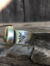 Load image into Gallery viewer, Wide stamped Sky Song turquoise ring - size 12