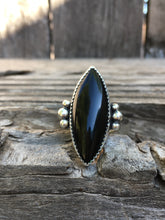 Load image into Gallery viewer, Black onyx ring with silver accent balls - size 8.5/8.75