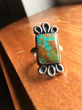 Load image into Gallery viewer, Polychrome Kingman turquoise rectangle ring - size 7.75