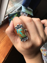 Load image into Gallery viewer, Polychrome Kingman turquoise rectangle ring - size 7.75