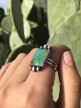 Load image into Gallery viewer, Teal Kingman turquoise rectangle ring