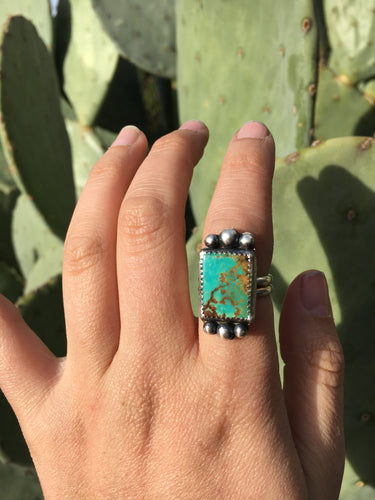 Teal Kingman turquoise rectangle ring