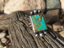 Load image into Gallery viewer, Teal Kingman turquoise rectangle ring