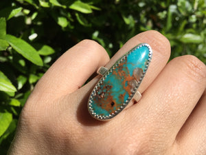 Natural Kingman turquoise (with quartz inclusion) ring