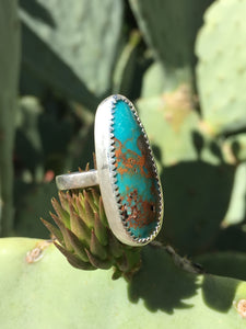 Natural Kingman turquoise (with quartz inclusion) ring