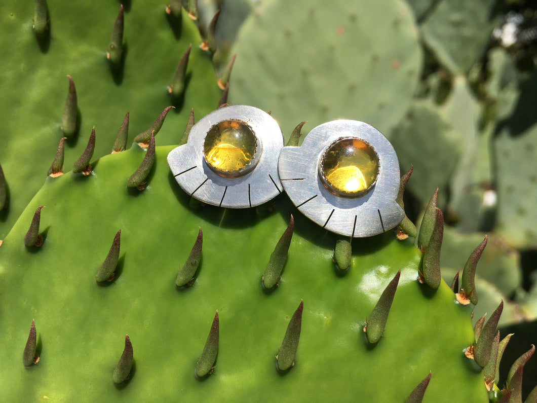 Mexican amber fan earrings