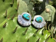 Load image into Gallery viewer, Sonoran Gold turquoise fan earrings