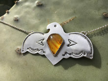 Load image into Gallery viewer, Stamped Eagle necklace with amber