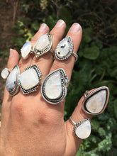 Load image into Gallery viewer, Rainbow moonstone shadowbox ring - size 7.25