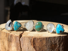 Load image into Gallery viewer, Moonstone and White Water turquoise double ring: size 6-6.5