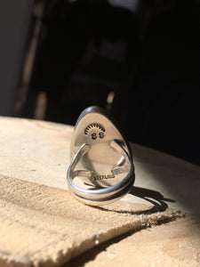 Rainbow moonstone shadowbox ring - size 7.25