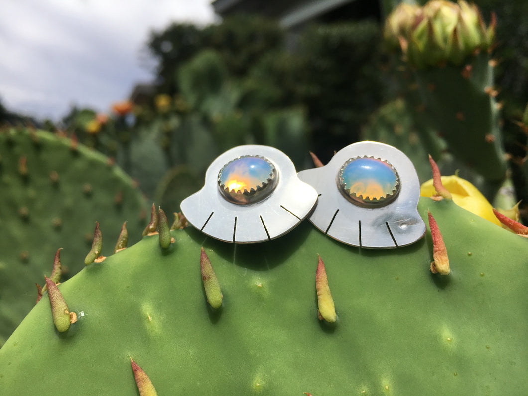 Opalite fan earrings