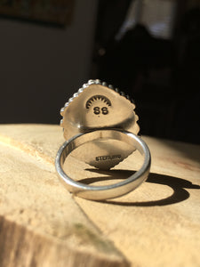 Square moonstone with beaded wire details ring - size 9